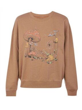 AEO beige skeleton & mushroom print sweatshirt
